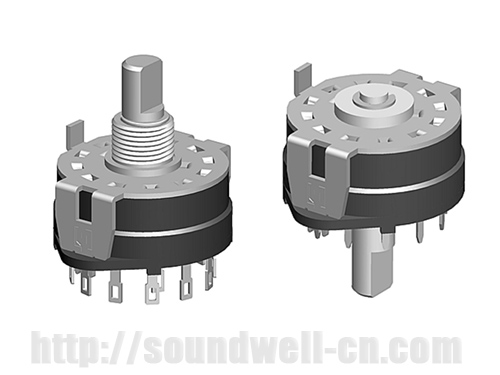RS25 Metal shaft rotary multi-way switch