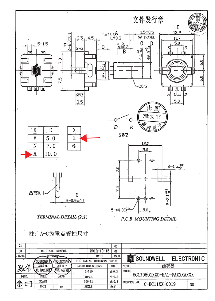EC11按压编码开关规格书