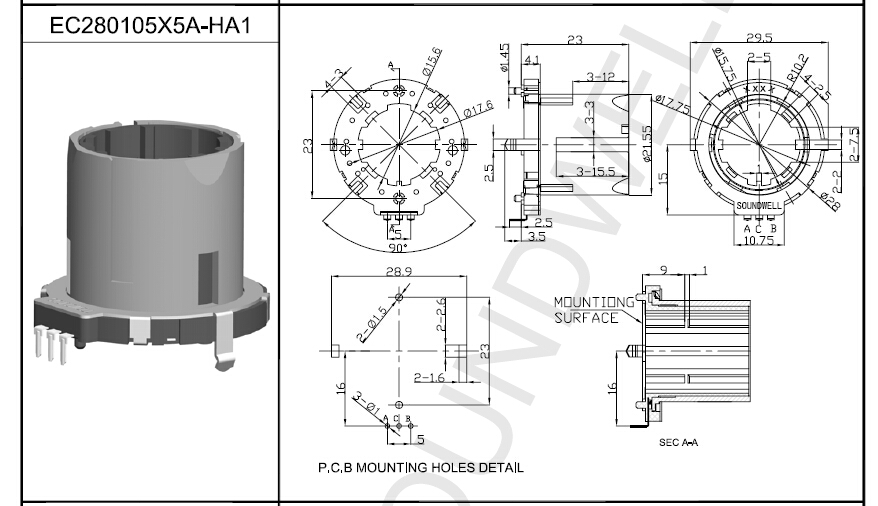 EC28中空型编码器尺寸图