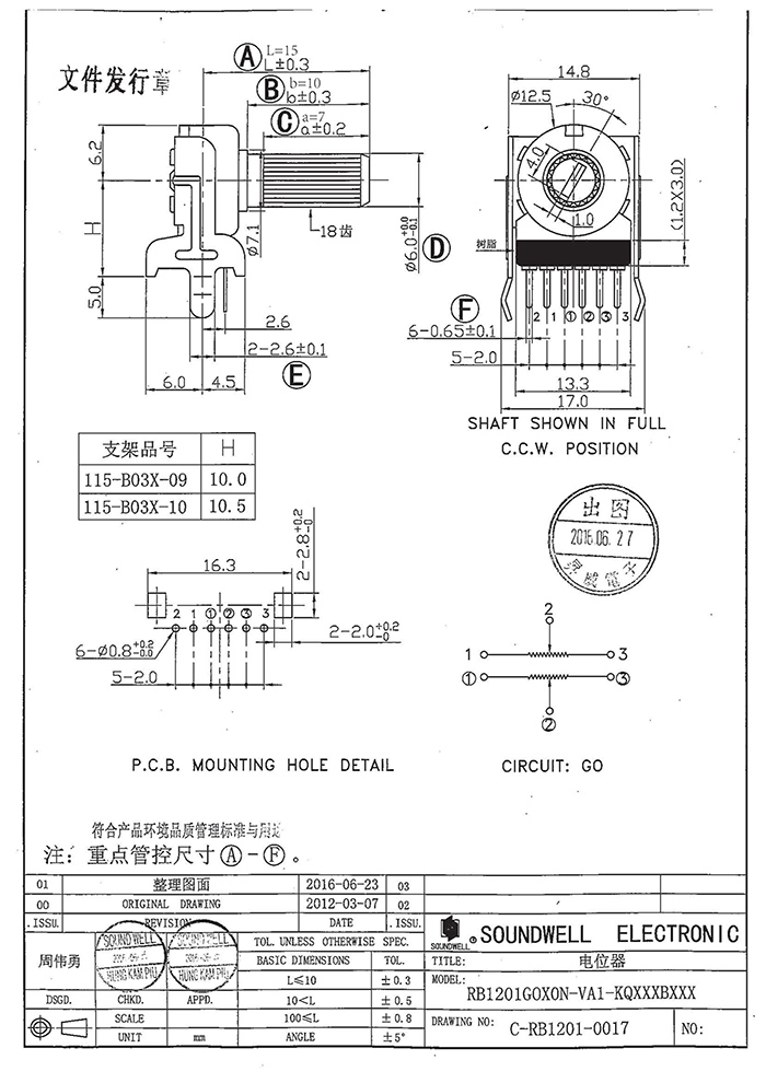 RB12电位器6脚双联规格书